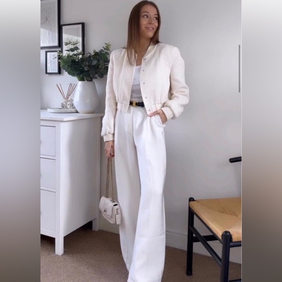 ZARA CROPPED TEXTURED BOMBER JACKET - Picture 6 of 11